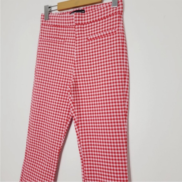Zara red gingham mini flare pants - Picture 4 of 10